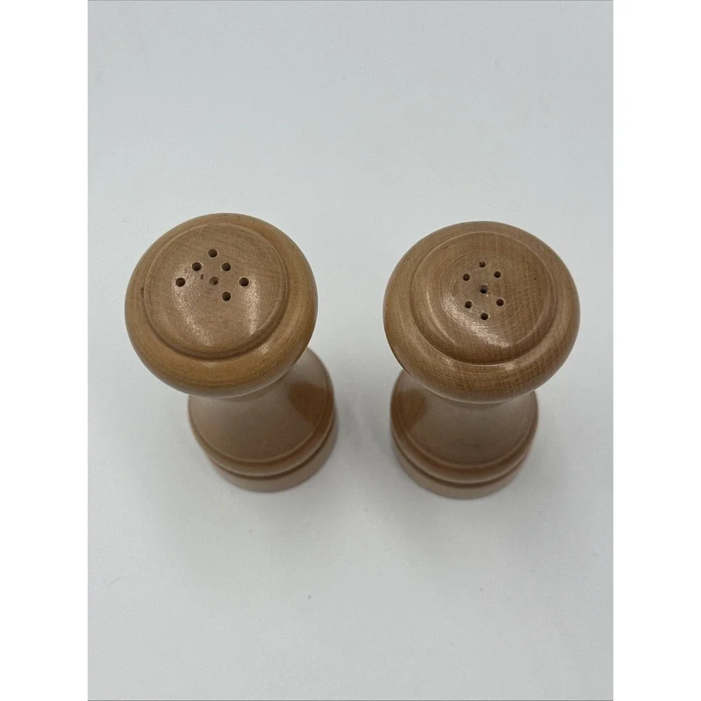 Vintage Wood Salt & Pepper Shakers Set 4